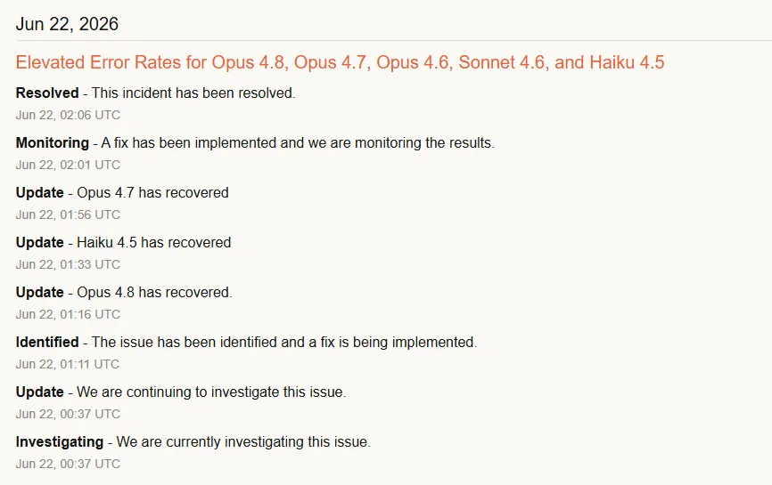Confirming the "Resolved" record in Past Incidents