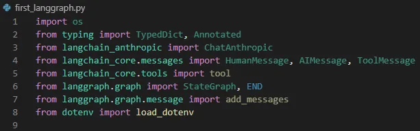 LangGraph first import — StateGraph, add_conditional_edges, and various other modules